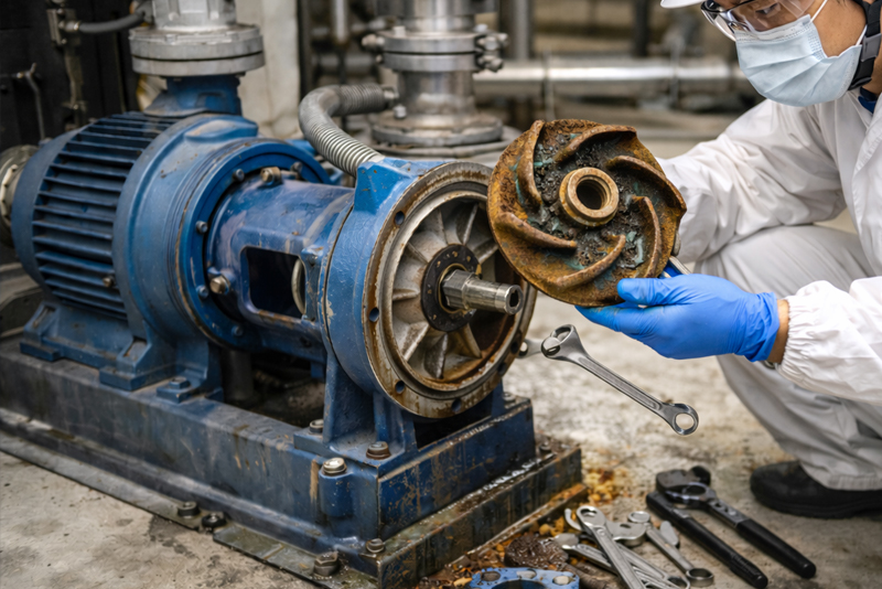 業務用ポンプの分解・部品取り外し